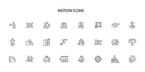Motion icon set.vector.Editable stroke.linear style sign for use web design,logo.Symbol illustration. - obrazy, fototapety, plakaty