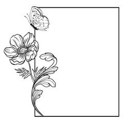 Aesthetic flower png frame, ornamental design on transparent background