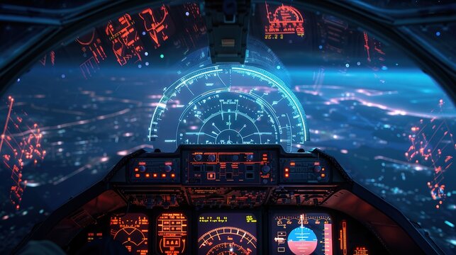 illustration of modern F-16 supersonic fighter jet pilot interface on isolated background. An asset for a game about airplanes , Generative ai