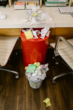 Trash with wrinkled Receipts