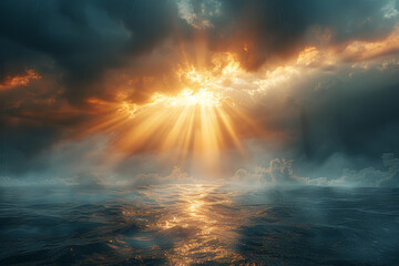 Obraz premium A visual metaphor of a light shining through darkness, representing enlightenment and understanding. Concept of clarity and revelation. Generative Ai.