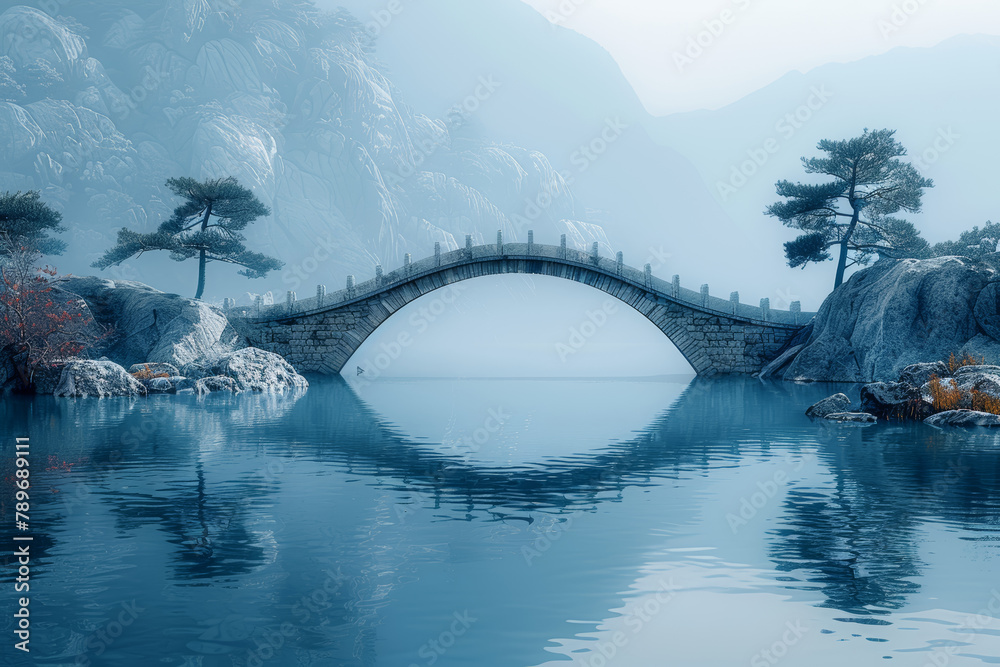 Poster a symbolic image of a bridge spanning a gap, signifying the link between different ideas or perspect