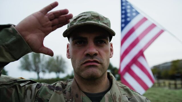 American Soldier At The Cemetery To Commemorate The War Dead During Memorial Day