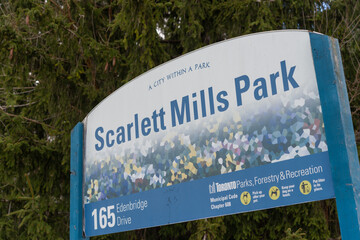 Fototapeta premium City of Toronto sign at Scarlett Mills Park (165 Edenbridge Drive)