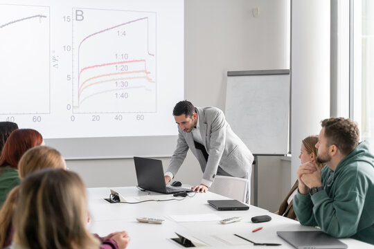 Man Preparing To Start PhD Thesis Defence To Audience