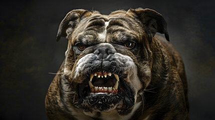 vicious bulldog head snarling high definition 