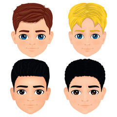 set of four school age boy portraits in different styles