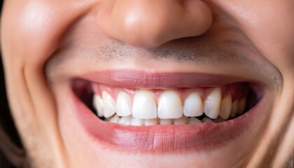 Fototapeta premium Close-up of the mouth of smiling man with perfect teeth