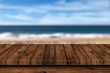 wood old table vintage beach background