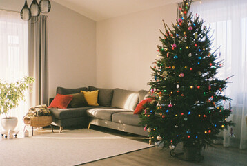 Decorated Christmas Tree in the living room