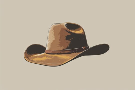 Stylish Cowboy Stetson Hat Flat Icon, Wild West Country Hat, Sheriff Ranger Uniform Headgear