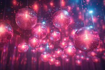 A retro-themed dance party with disco balls and mirror balls, bringing together dancers to groove...