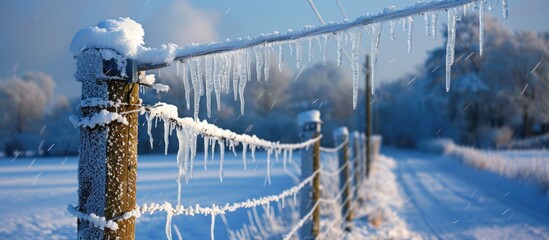 Frozen Fence: Ice and Icicles