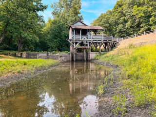 Restored version of a saw and grist mill on the river. Located on the Sangamon River in Petersburg,...