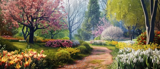Lovely spring garden in the park.
