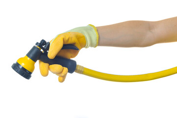 Woman's arm with garden hose sprayer