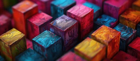 Fototapeta na wymiar Colorful Wooden Blocks Close Up