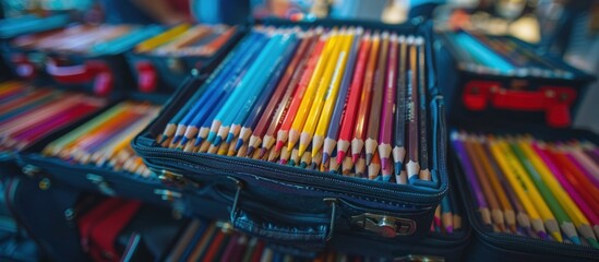 Assorted Colored Pencils in Case