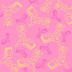 Repeating Lizard Silhouette Pattern on Pink Background