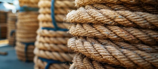 Close Up of Stacked Rope Rolls