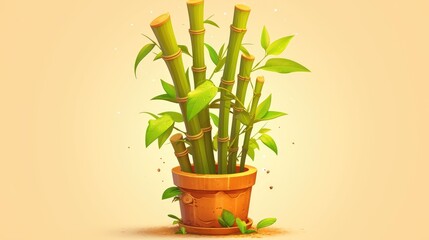 Fototapeta na wymiar 2d illustration of a cartoon bamboo plant icon