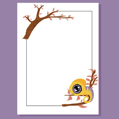 Sweet Baby Chameleon Card with Colorful Trees