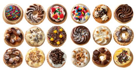 set of single cookie top view isolated on white or transparent background cutout png clipping path
