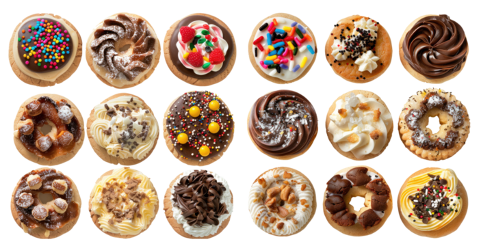 set of single cookie top view isolated on white or transparent background cutout png clipping path
