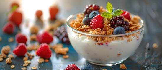 Granola Bowl With Berries and Blueberries