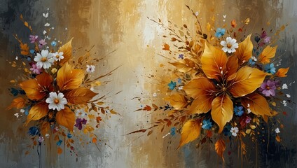 Flowers on a golden background