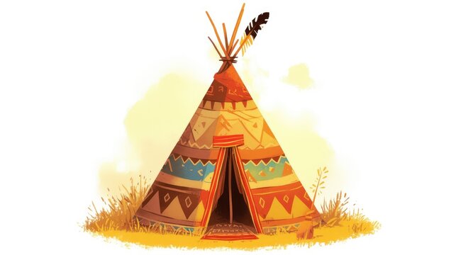 Illustration of a teepee icon standing alone in 2d format