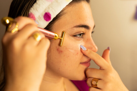 acne Skincare Routine with Facial Roller