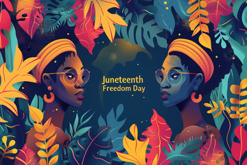 Black Women Celebrating Juneteeth on June 19th - obrazy, fototapety, plakaty