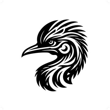 recommend clip art: Cassowary in modern tribal tattoo, abstract line art of animals, minimalist contour. Vector