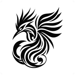 Bird of Paradise; cendrawasih in modern tribal tattoo, abstract line art of animals, minimalist contour. Vector