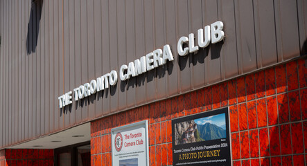 Fototapeta premium exterior building and sign of Toronto Camera Club, a non-profit organization, located at 587 Mount Pleasant Road