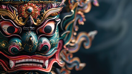 Intricate traditional mask with elaborate decoration and vibrant colors