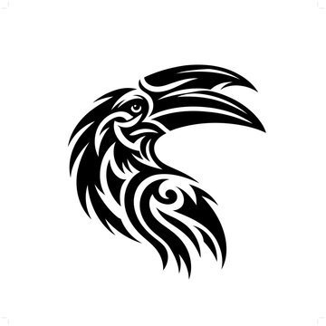 recommend clip art: Hornbill in modern tribal tattoo, abstract line art of animals, minimalist contour. Vector