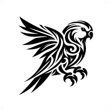recommend clip art: Lovebird in modern tribal tattoo, abstract line art of animals, minimalist contour. Vector