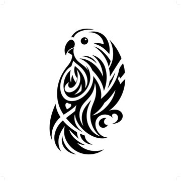 recommend clip art: Lovebird in modern tribal tattoo, abstract line art of animals, minimalist contour. Vector