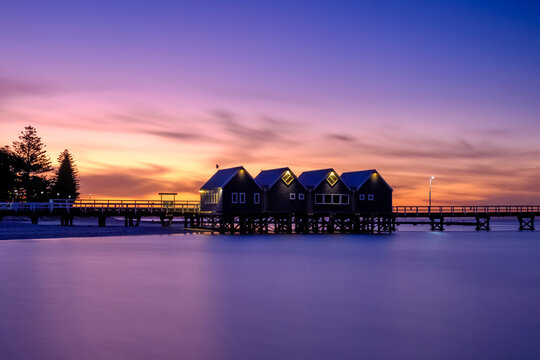 Jetty and boast shed after sunset long exposure