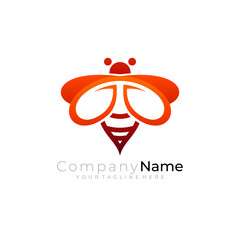 Bee logo with simple design template, cattle logos