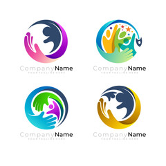 Family logo and community design template, people care icons