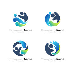 People logo with water design nature, people circle logos
