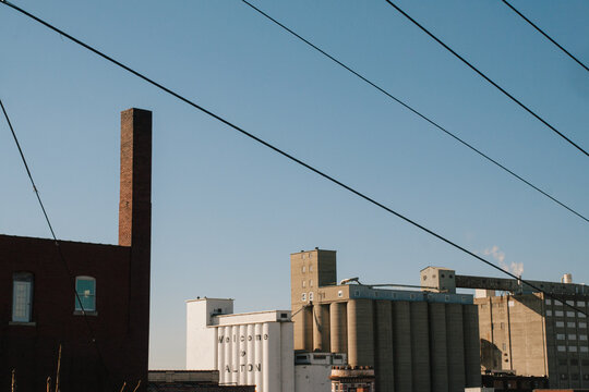 Small Midwestern Town of Alton, Illinois with Grain Elevator Building