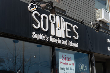 Fototapeta premium ghost sign of Sophie's dine-in and takeout located at 302 Eglinton Avenue West in Toronto, Canada