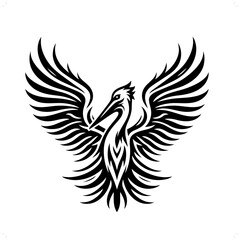 Fototapeta premium Pelican in modern tribal tattoo, abstract line art of animals, minimalist contour. Vector