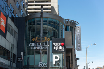 Fototapeta premium exterior building facade and sign of Cineplex Cinemas Yonge-Eglinton and VIP located at 2300 Yonge Street in Toronto, Canada
