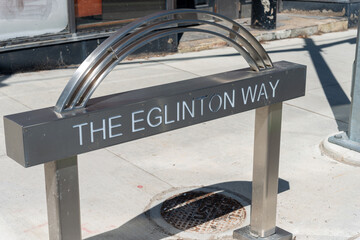 Fototapeta premium The Eglinton Way outdoor sign located on Eglinton Avenue West (near Oriole Parkway?) in Toronto, Canada (south facing side)