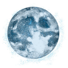 Obraz premium Blue moon png sticker, abstract galaxy aesthetic on transparent background